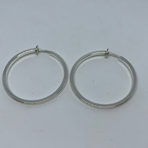 Silver hoop flat back earrings